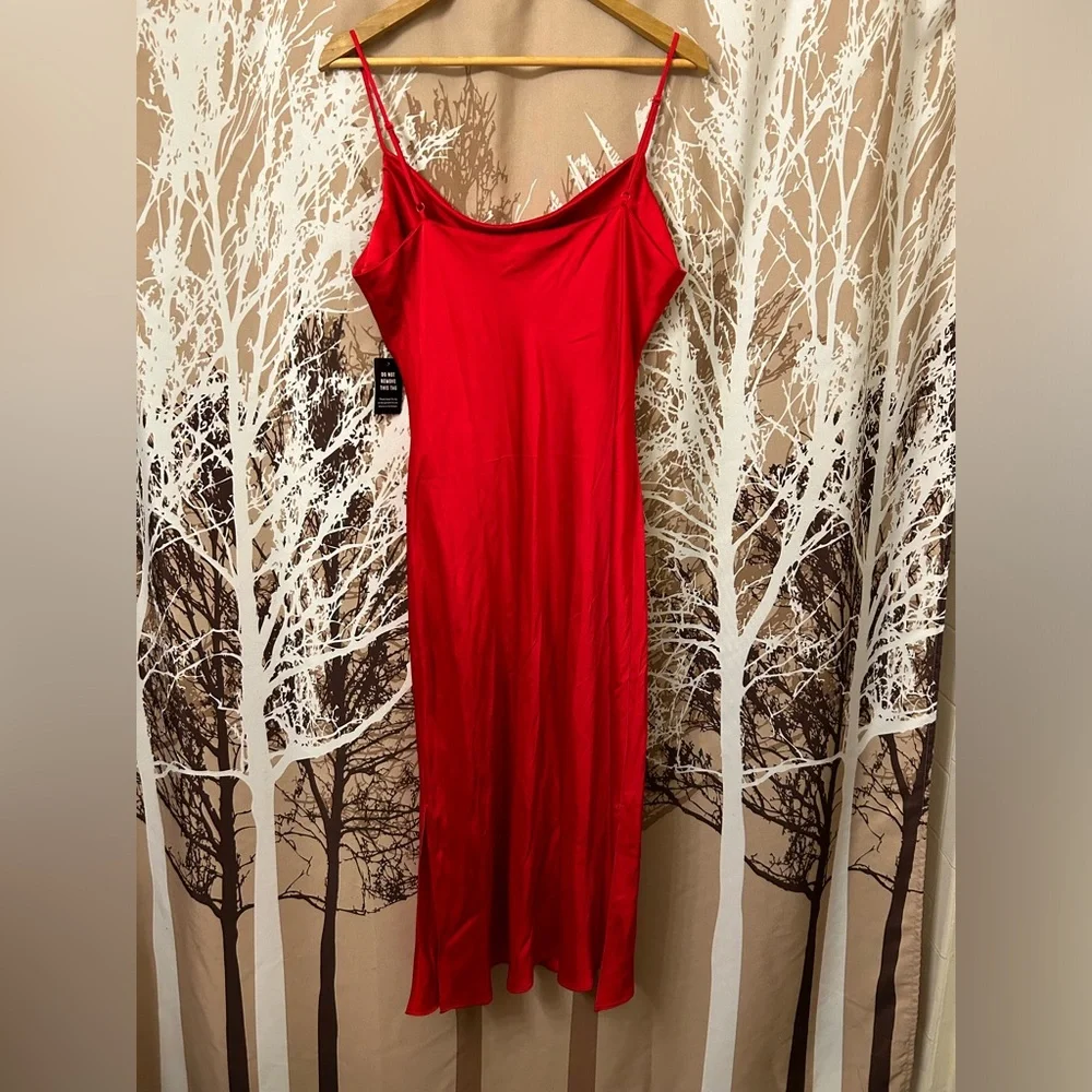 NWT Express XL Vibrant Red Midi Slip Dress - Picture 2 of 7
